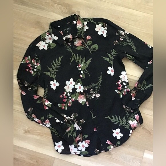 Guess Mens Floral Slim Fit Shirt  M - Picture 1 of 7